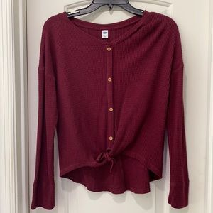 Maroon tie front top